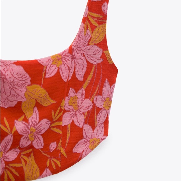 ❤️ ZARA BNWT JACQUARD CROP TOP • LARGE ❤️ - Picture 3 of 6